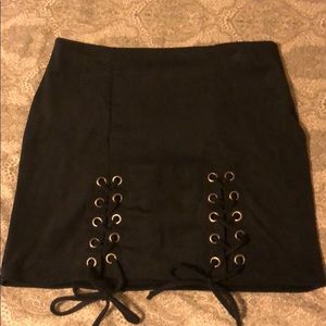 Suede lace up skirt